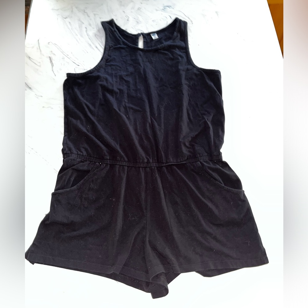 Gap black romper one piece outfit xl shorts stretch cover up knit shortall